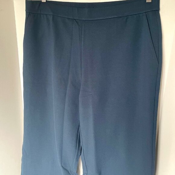 Eileen Fisher Wide Leg Ponte Pants Womens XL Blue Washable Pull On Ankle - Picture 4 of 7